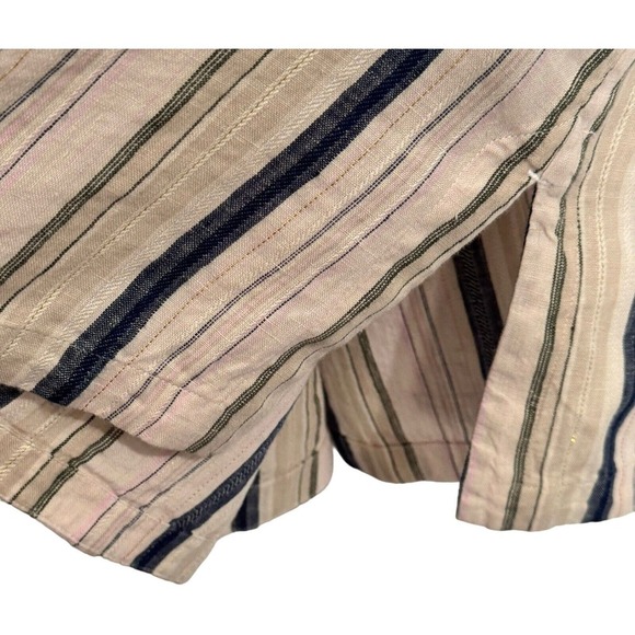 Tommy Bahama Linen Metallic Striped Lace Up Top Tunic Size Large - Picture 5 of 8